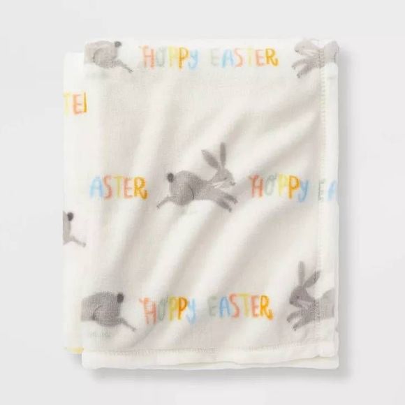 Hoppy Easter Throw Blanket Cream - Picture 1 of 3